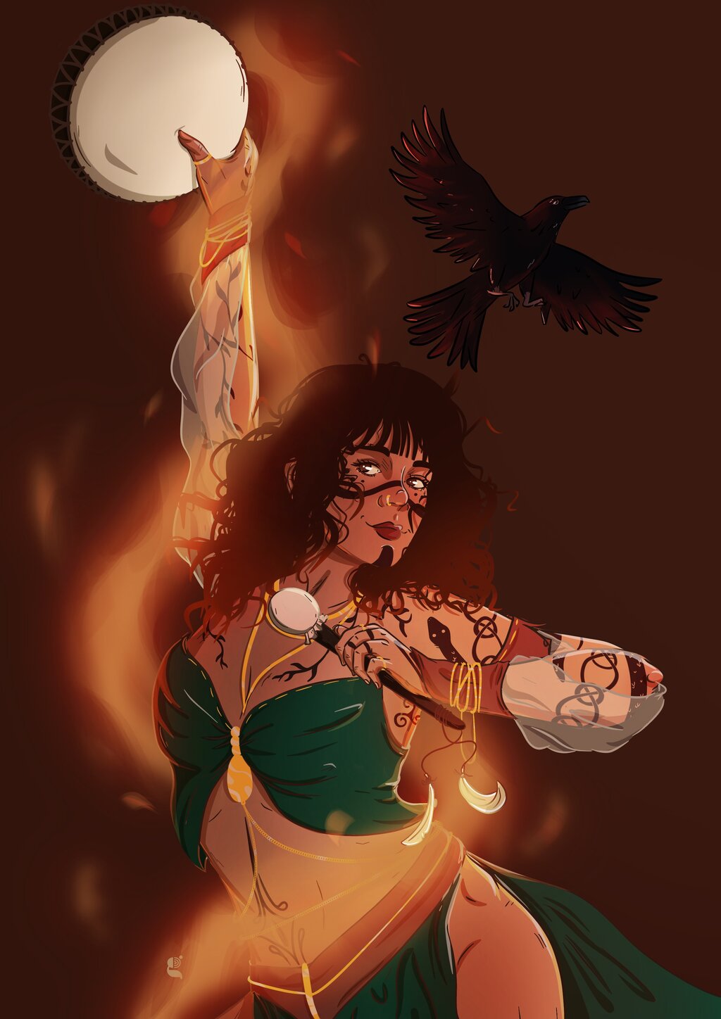 Portrait illustré de Raphaëlle avec son tambour